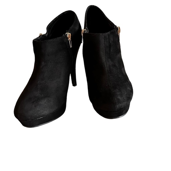 5 for $40 Faux Suede Black double zip, platform shoe ankle booties sz 40 - Picture 2 of 12